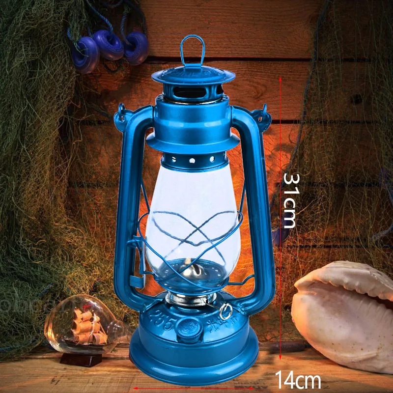 1pc 31cm Vintage Kerosene Oil Lamp Lantern Retro Kerosene Light Camping Tent Decorative Atmosphere Lighting Outdoor Campinglight