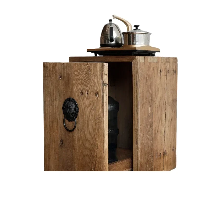 

Quaint solid wood tea cabinet, simple and modern log dining side storage bench, new Chinese furniture old elm corner cabinet