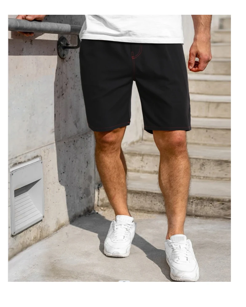 Men\'s Solid Color Shorts Black Colorblock Pants