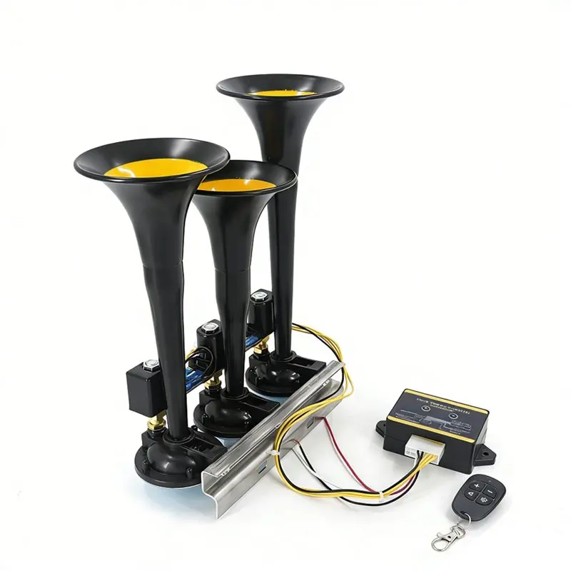 

24V 3 Pipe Musical Air Horn, 18 Melodies & Super Loud 130Db For Bus, Truck And Heavy Duty Vehicles