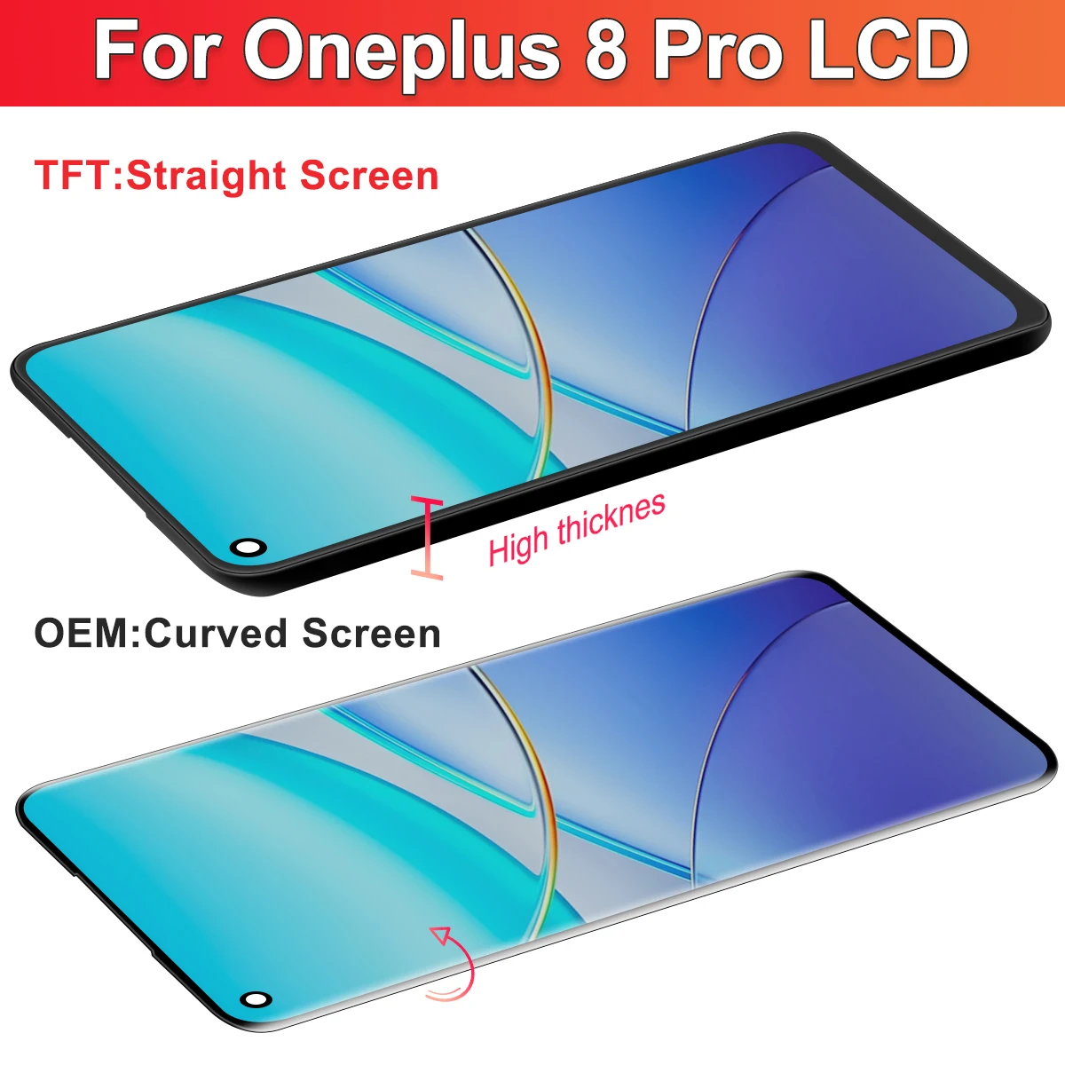 6.78\'\'For OnePlus 8 Pro Tested 1+8Pro IN2023 IN2020 IN2021 LCD Display Touch Screen Digitizer Assembly Replacement