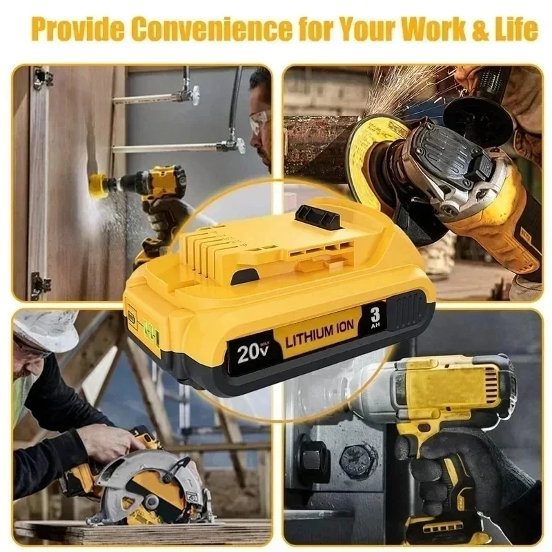 Batteria sostitutiva agli ioni di litio DCB203 da 20 V 3 Ah per batterie agli ioni di litio DeWalt 18 V/20 V Max DCB206/DCB205/DCB204/DCB200 Utensili elettrici.