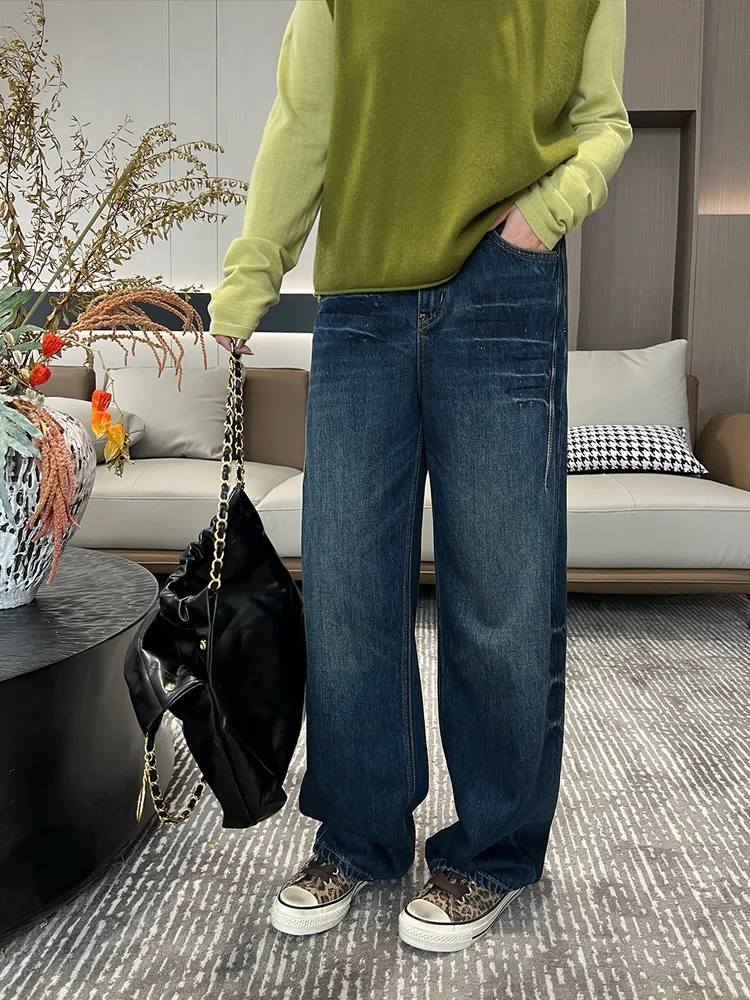 

Джинсы больших размеров с флисовой подкладкой, эластичным поясом, из бамбукового вискозного хлопка, повседневные прямые брюки для полных женщин