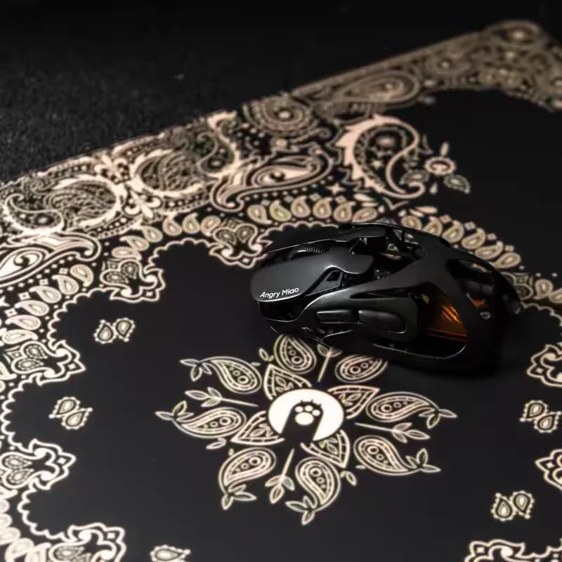 Black Gold Waist Fruit Flower Mouse Pad FPS Glass Esports Reproduction Smooth Mouse Pad Tile Table Pad Game Player Accessories