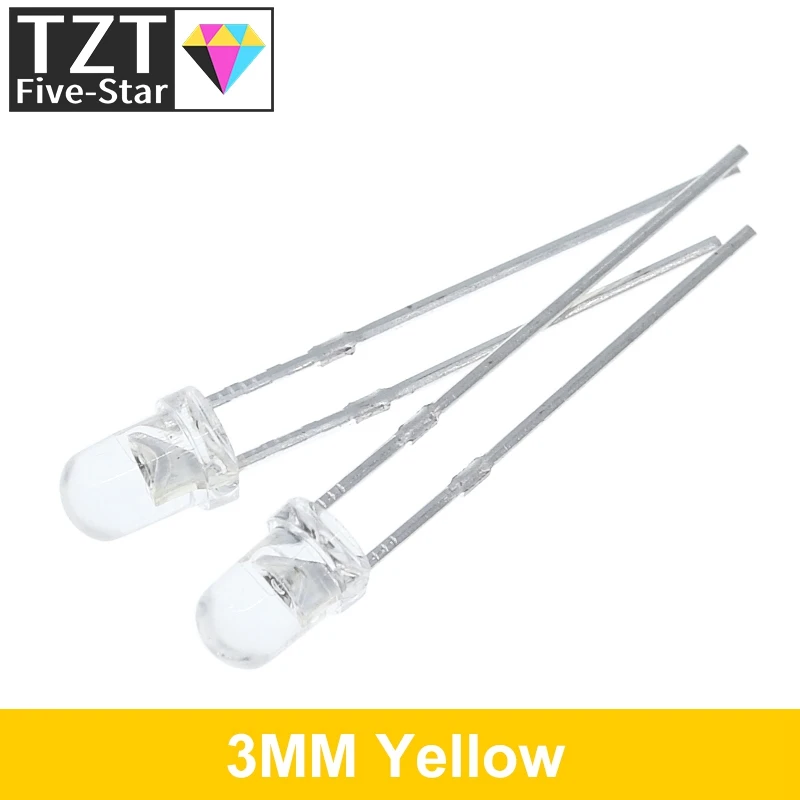 10PCS / 100PCS F3 Ultra Bright 3MM Round Water Clear Green/Yellow/Blue/White/Red LED Light Lamp Emitting Diode Dides Kit image 6