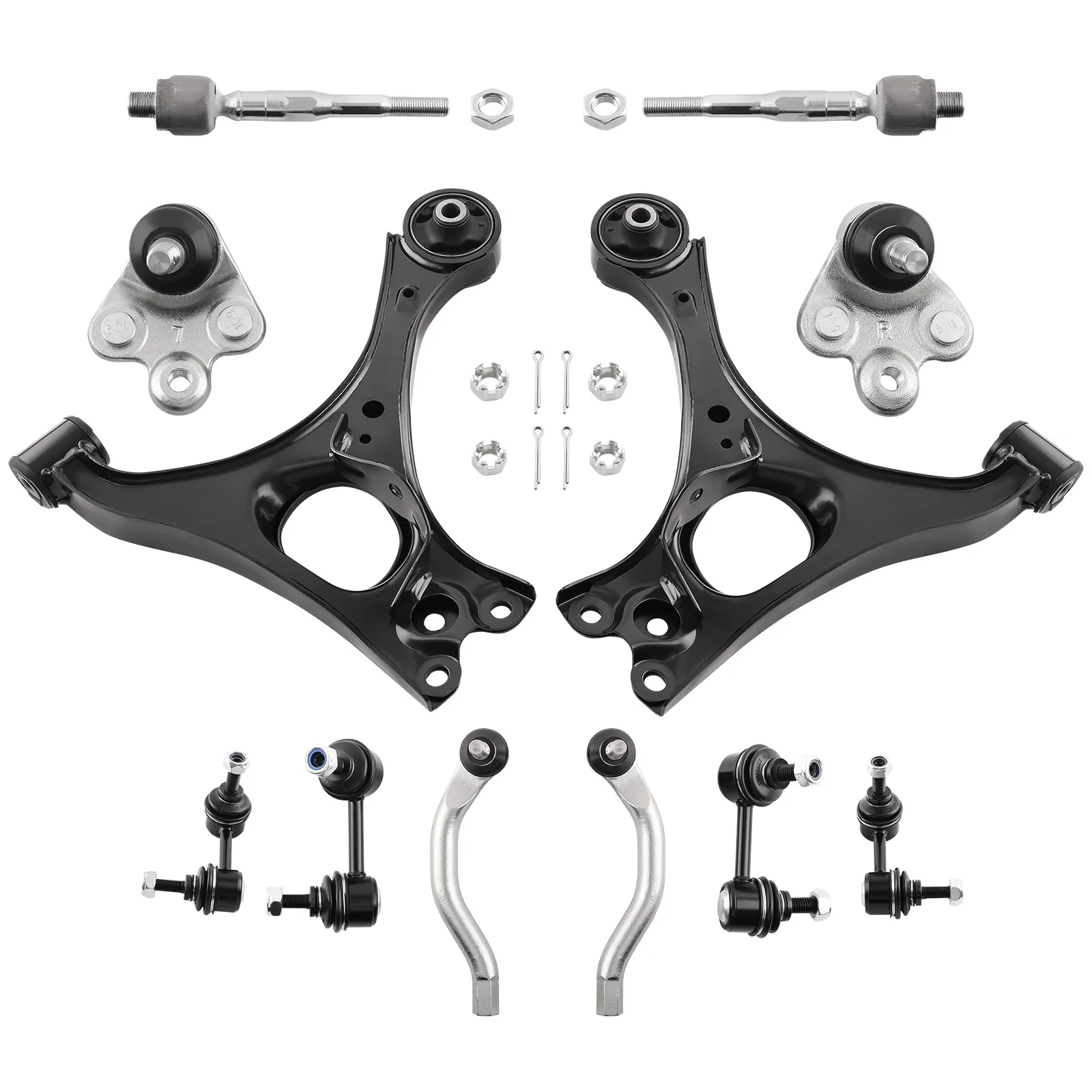 12Pcs Front Lower Control Arms Sway Bar Tie Rods Kit For 2006-11 Honda Civic Returned EV800246