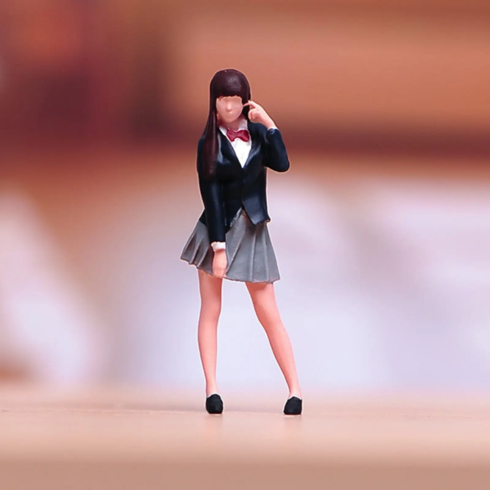 1 to 64 Ratio Schoolgirl Figure Resin Material Hand Painted Female Figure Scene Setting Accessory for Hobbyists