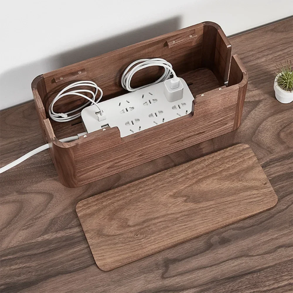 

Eco-friendly Solid Wood Plug Board Storage Box Desktop Cable Organizer Set Top Router Management System