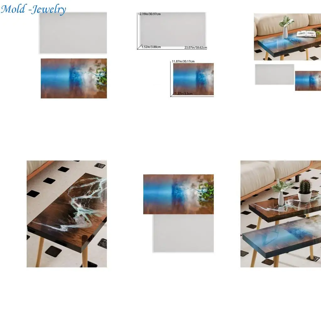 

69HB Crafting Silicone Molds Large Table Moulds Desk Moulds Resin Rectangular Molds Unique Cutting Board Molds Plate Moulds
