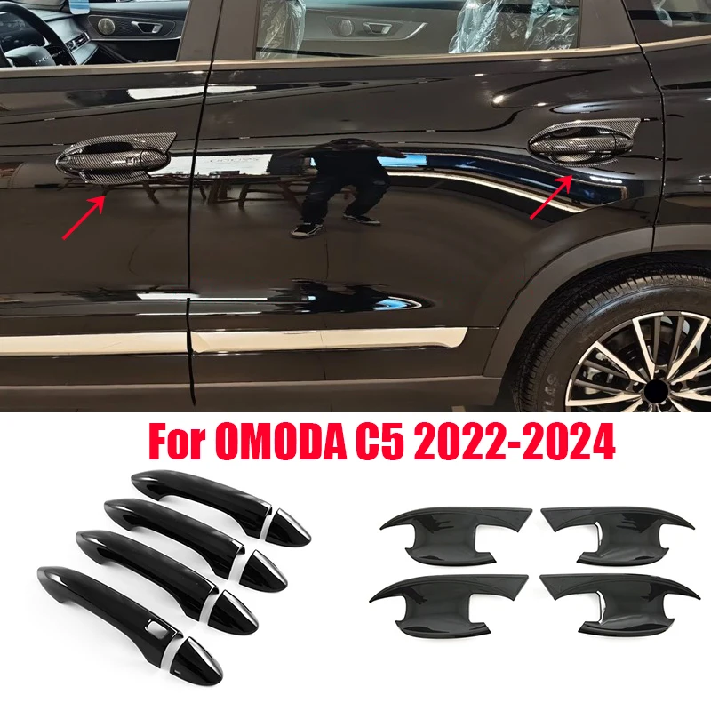 

For OMODA C5 2022 2023 2024 Car exterior door handle decorative frame ABS material bright black Only suitable for LHD