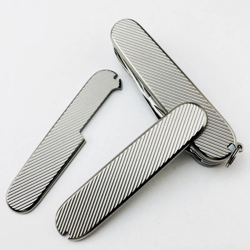 A Pair Titanium Alloy Folding Tool DIY Shank Patch Outdoor Hunting Grips for 91MM Army Knife Scales Transparent Shell