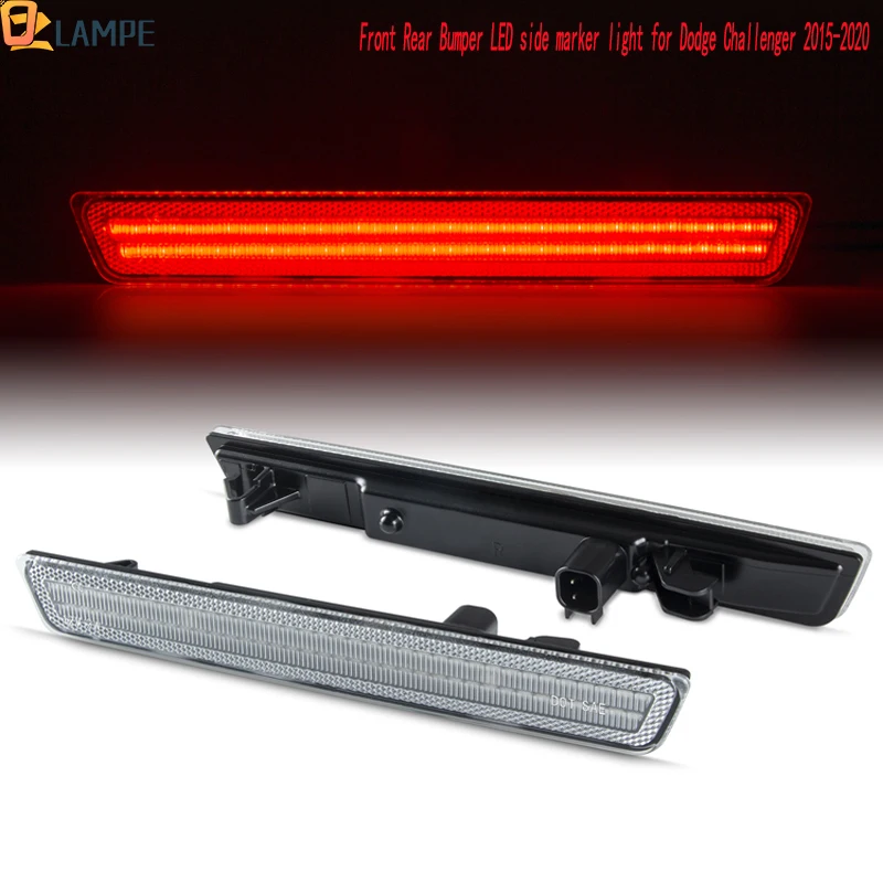 

Amber Front Red Rear Bumper LED Side Marker Light for Dodge Challenger 2015 2016 2017 2018 2019 2020 2021