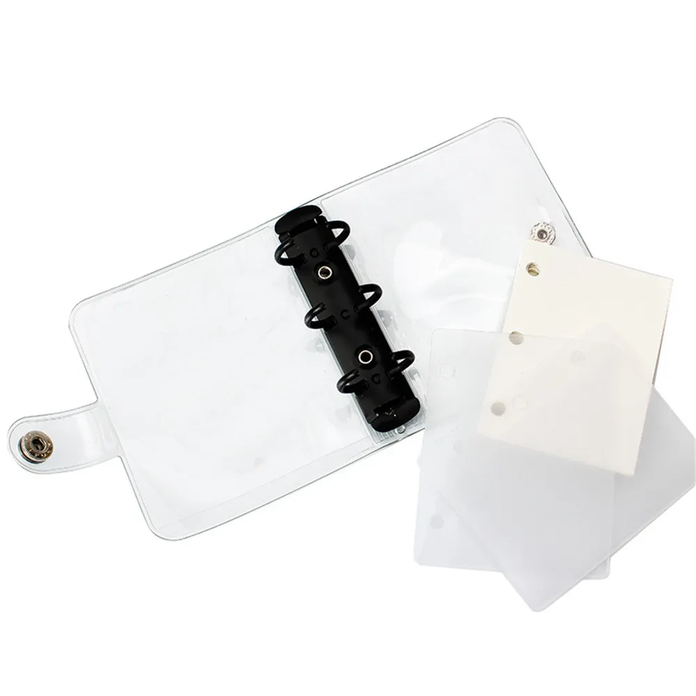 Mini Cute Transparent PVC Loose-leaf Notebook 3 Hole Binder Ring Coil Hand Book Shell Card Holder Office Kawaii Stationery