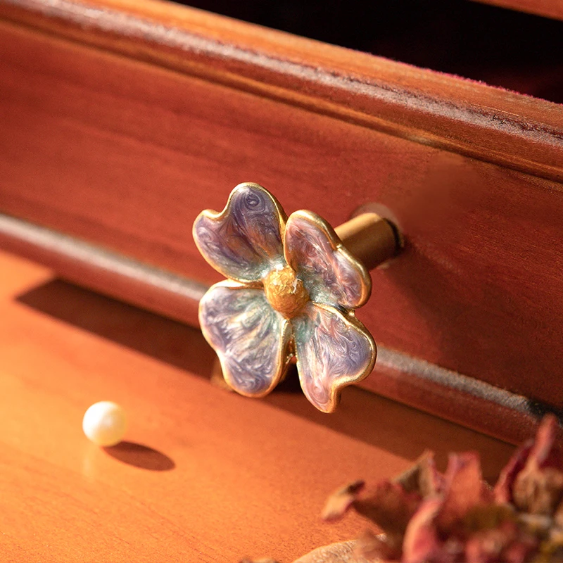 Metal Flower Handles for Furniture Retro Drawer Handle Elegant Home Kitchen Hardware Wardrobe Cabinet Door Handle Room Decor