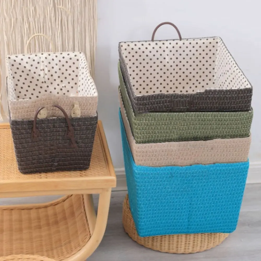 

Large Capacity Woven Storage Basket Space Saving Moisture-proof Dirty Laundry Basket Foldable with Handle