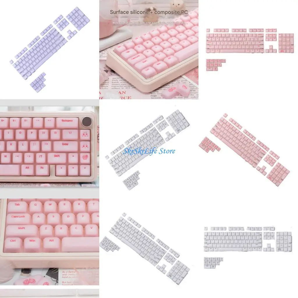 

E65E 115Key ABS Silicone Jelly Puddings Keycaps Translucents Original Profile for Mechanical Keyboards