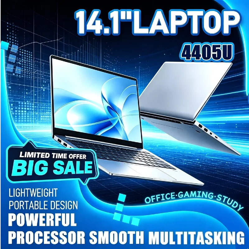 14.1 Inch Fancy Ultra‑Slim Gamer Notebook 2026 Intel 4405U 16GB DDR4 2TB NVMe SSD Full HD 1920*1080 Screen For Office Study Use