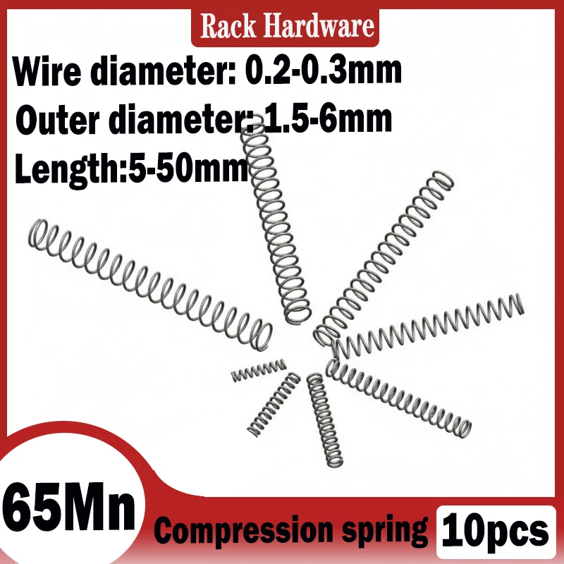 65Mn Carbon Steel Compression Spring, Wire Dia 0.2/0.3mm, OD 1.5–6mm, Mini Cylindrical Return & Pressure Release Coil Spring