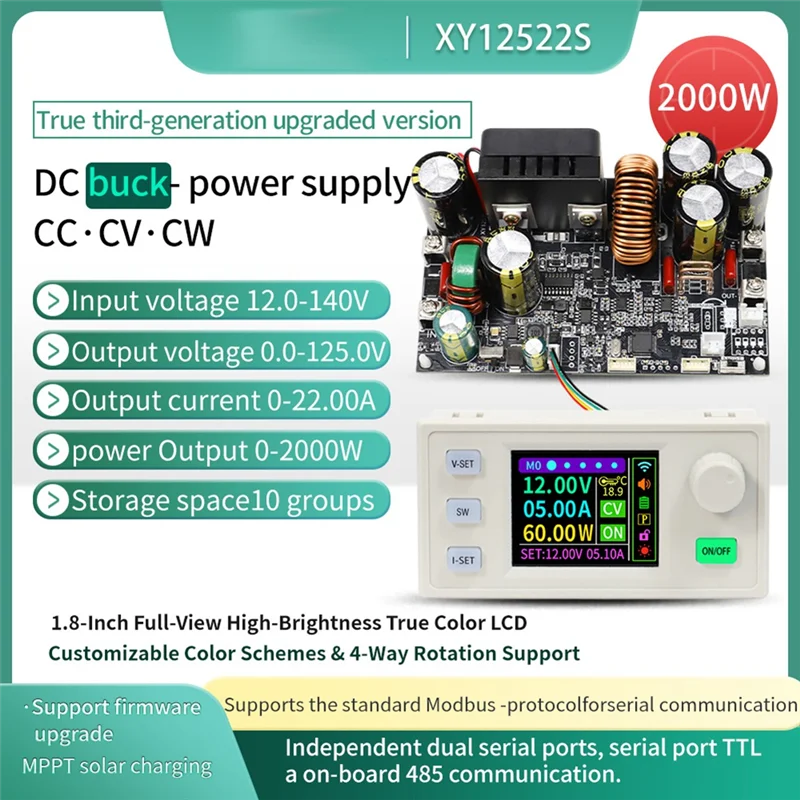 

B04C-XY12522S CNC DC Buck Boost Converter 125V 2000W Laboratory Power Regulator Constant Voltage And Current Charging Module