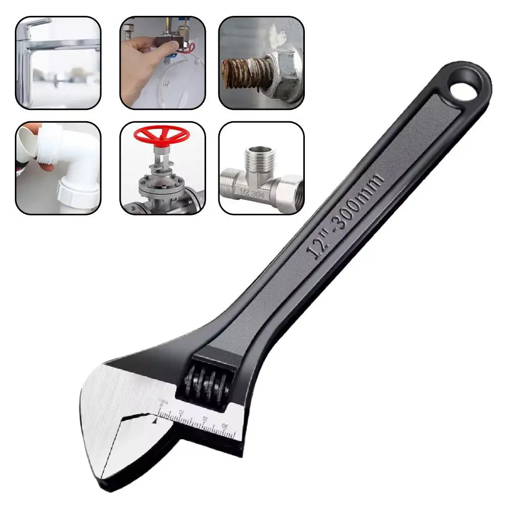 8"/10"/12" Professional DIY Universal Adjustable Wrench Multi-function Monkey Open Spanner Tools Long Large Handle Hand H7E4