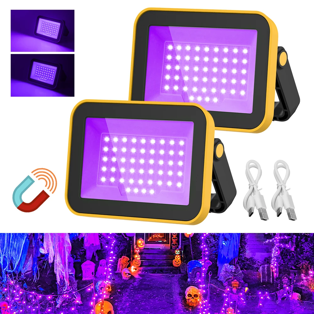 1PC/2PCS LED UV Black Lights Work Light Stage Blacklight Ultraviolet Flood Effect Light for Halloween Xmas Dance DJ Disco Party