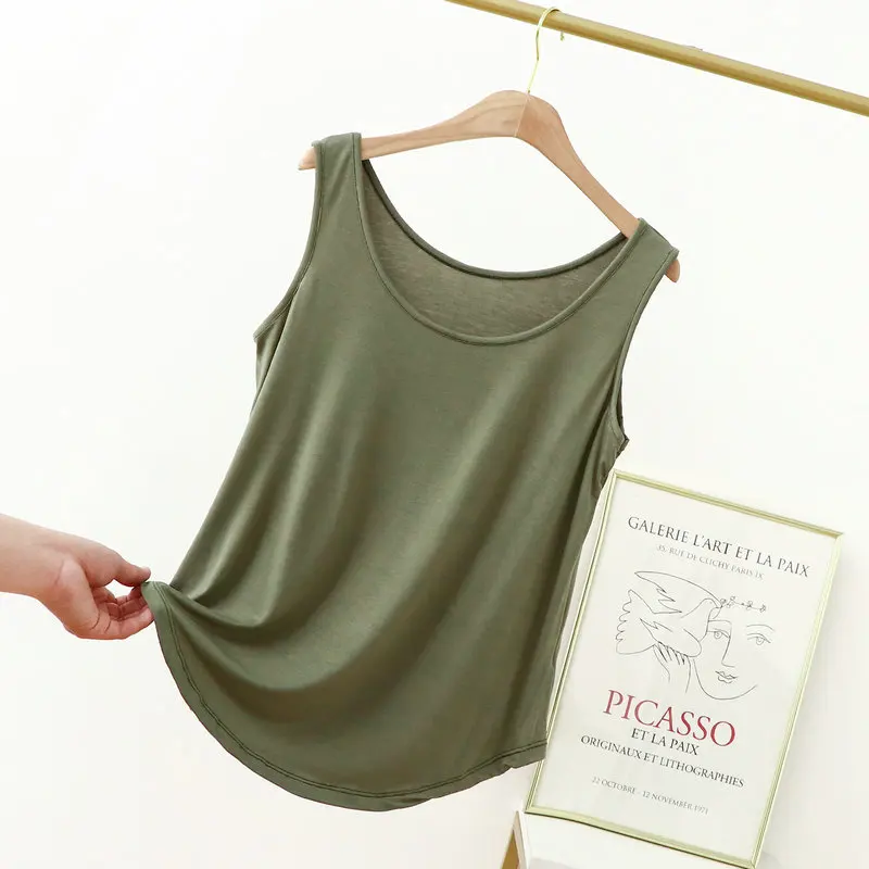 XL to 6XL Modal O-Neck Tank tops Summer women\'s camisole Thin Loose Sleeveless T-shirt Solid color Tee Top Large size
