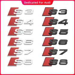 Autocollant de logo de coffre de garde-boue de voiture, lettres de chiffres 3D ABS, emblème pour Audi série S, style noir et argent, S3, S4, S5, Dock, S7, S8, 1 pièce