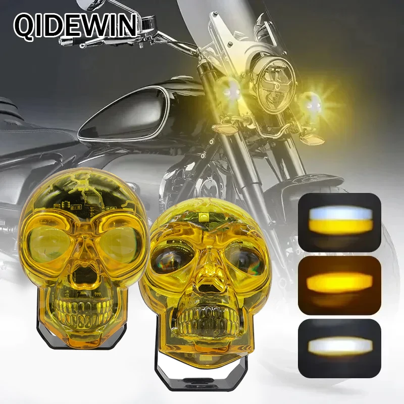 

Motorcycle LED Skull Shape Waterproof Headlight Lamp Fog Light Electric Vehicle Projector Lens Spotlight For Moto High Quality