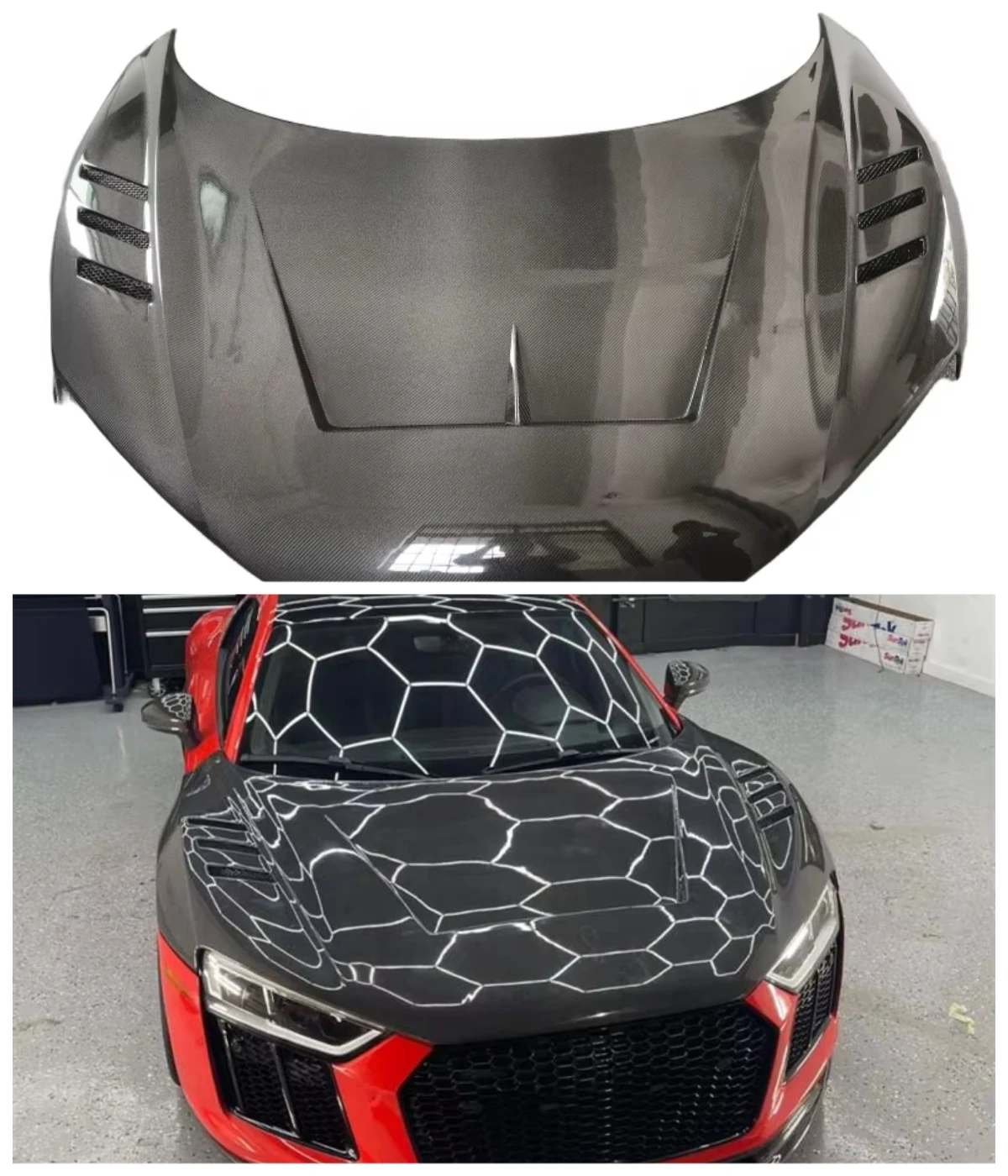 Carbon Fiber 1016 Style Hood Engine Cover for Audi R8 2016-2017 Carbon Fiber Bonnet