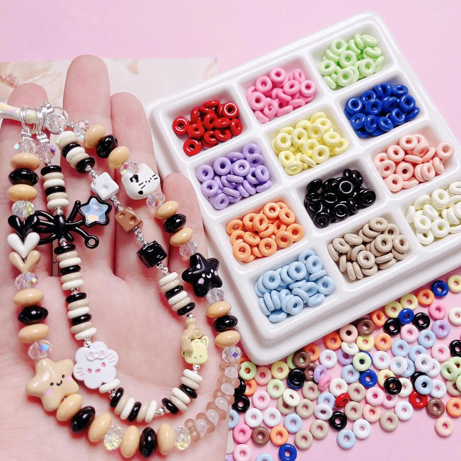 20pcs/lot Flat Shape Spacer Charm Loose Beads for Handmade DIY Necklace Bracelet Jewelry Making Accessories