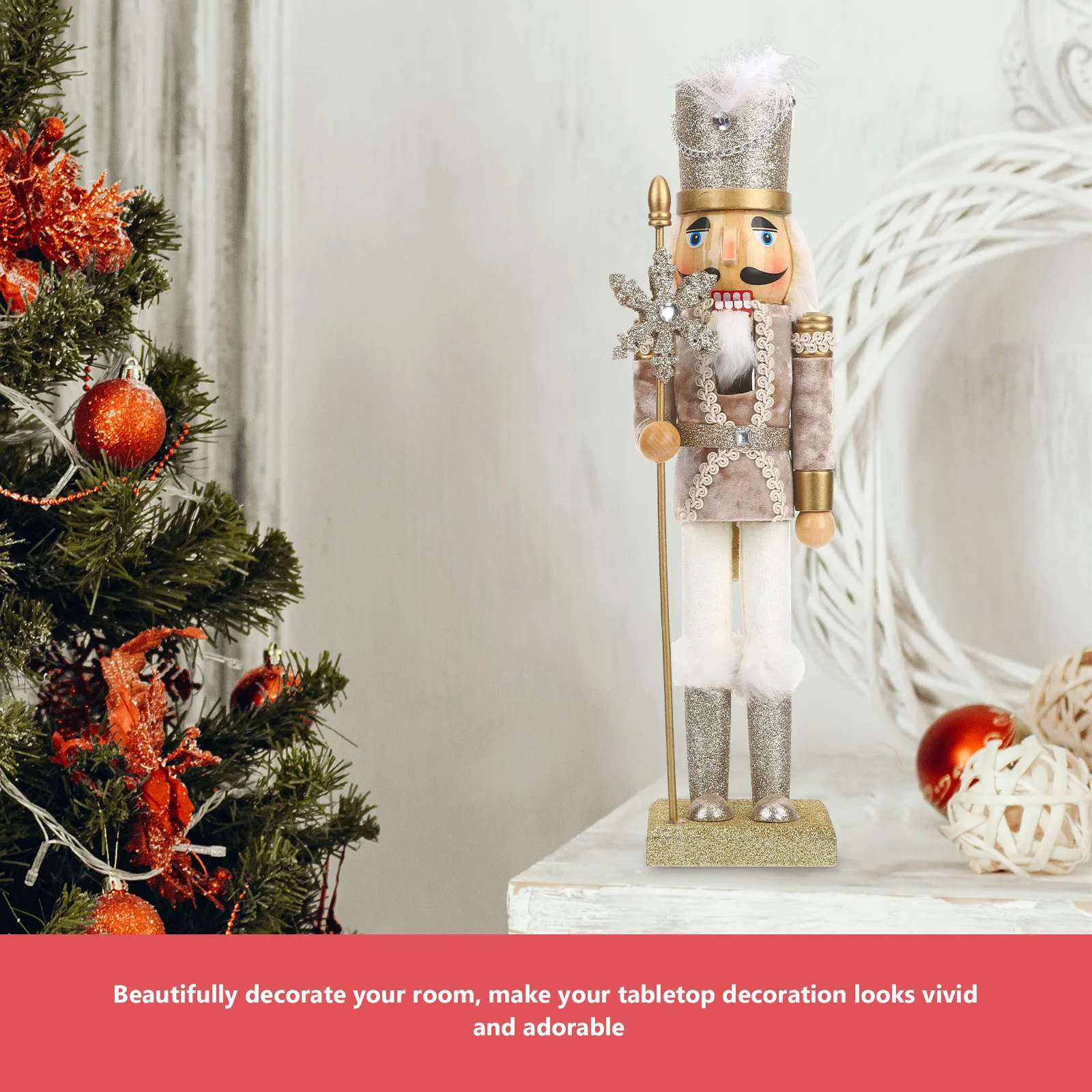 

Wooden Nutcracker Decoration Christmas Soldier Xmas Party Decor Indoor Ornament Desktop Holiday Craft Home Display