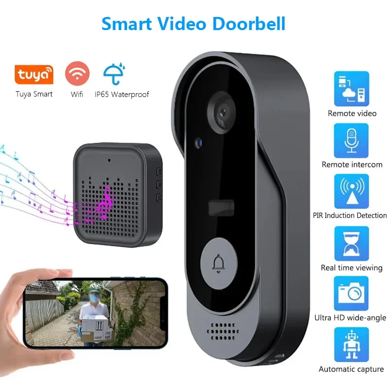 

Умная камера дверного звонка, беспроводной комплект, видео дверной звонок, WIFI HD, уличный телефон, дверной звонок, камера безопасности, видеодомофон, ночное видение