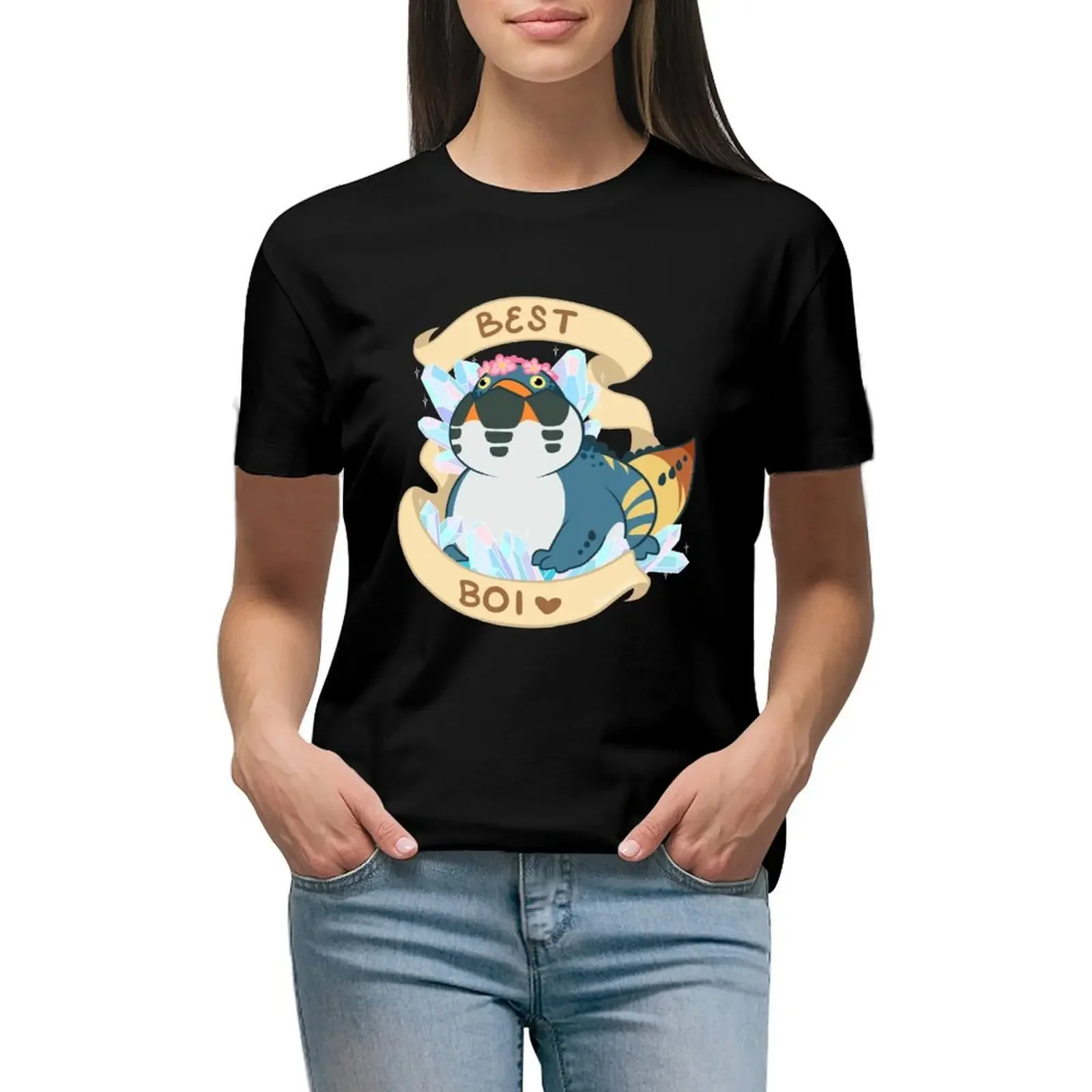 

Dodogama Best Boi (MonHun: World) T-Shirt funnys Short sleeve tee Blouse korean fashion Women's cotton t-shirt