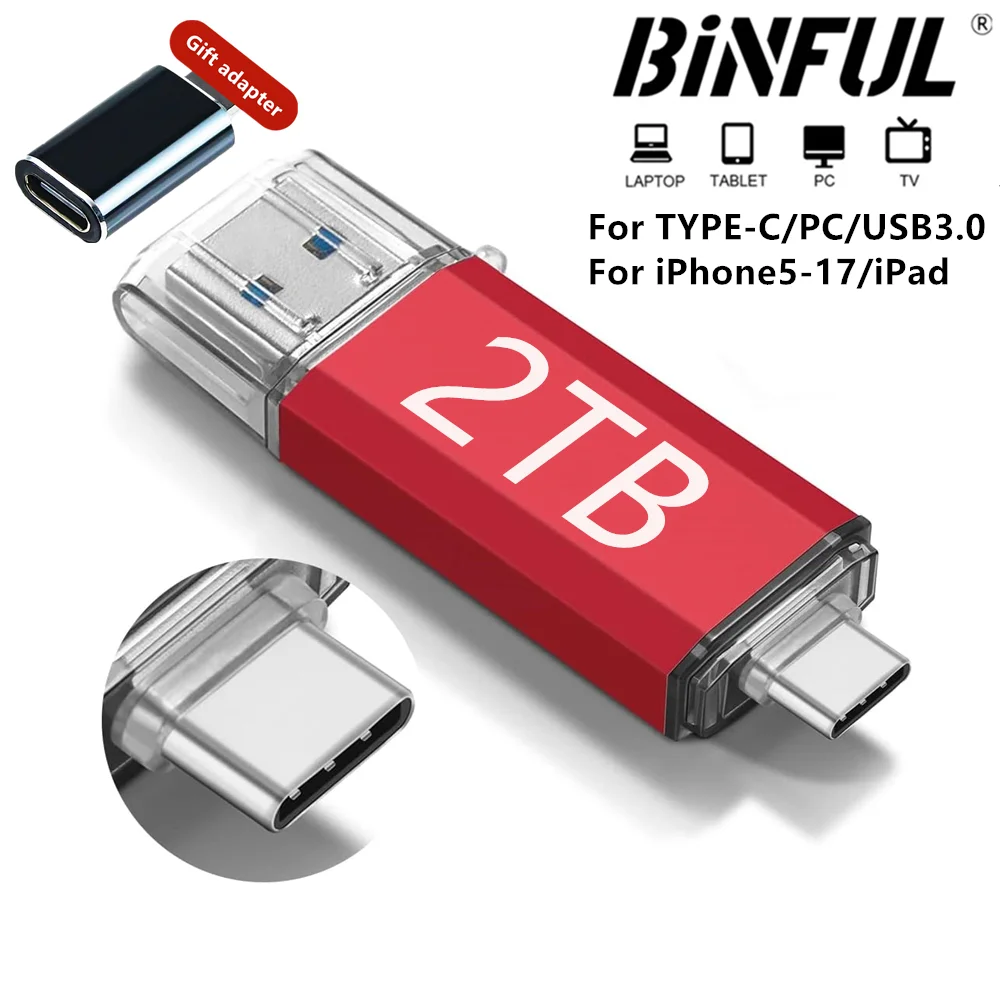 2 ТБ OTG USB-накопитель USB 3.0 Type C для iPhone ipad 1 ТБ 512 ГБ 256 ГБ Pendrive Samsung Huawei Xiaomi Android Ноутбук Memory Stick