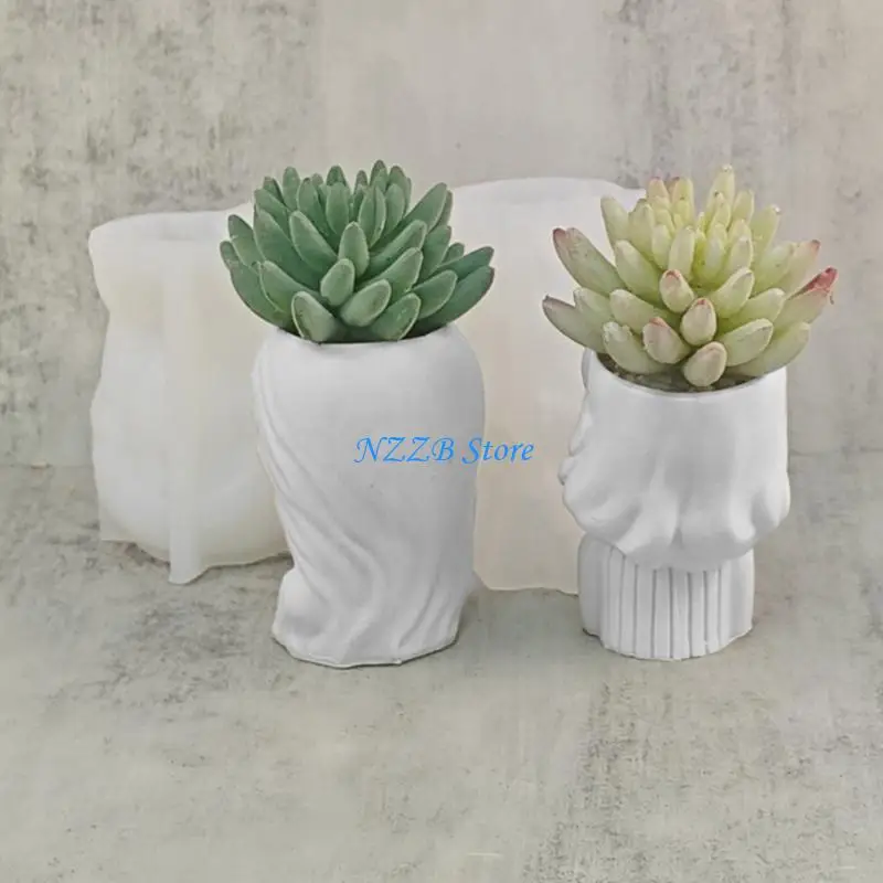 

T21F Portrait Gypsum Flowerpot Silicone Mold Epoxy Resin Casting Mould
