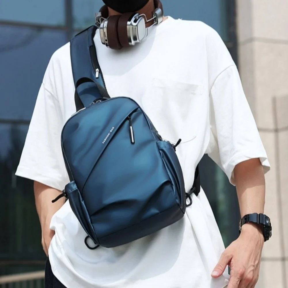 

Large Capacity Men Chest Bag Korean Style Waterproof Oxford Cloth Crossbody Bag Multipurpose Wide Strap Men Shoulder Bag Phone