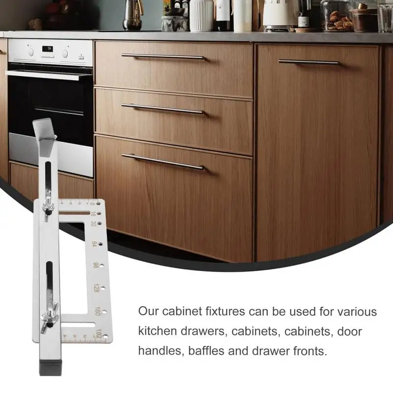 เครื่องมือจิ๊กทำจากเหล็กสแตนเลสสำหรับงานไม้ที่เจาะรูเครื่องหาตำแหน่งเจาะรูสำหรับสว่านเจาะไม้ระยะทาง7รู