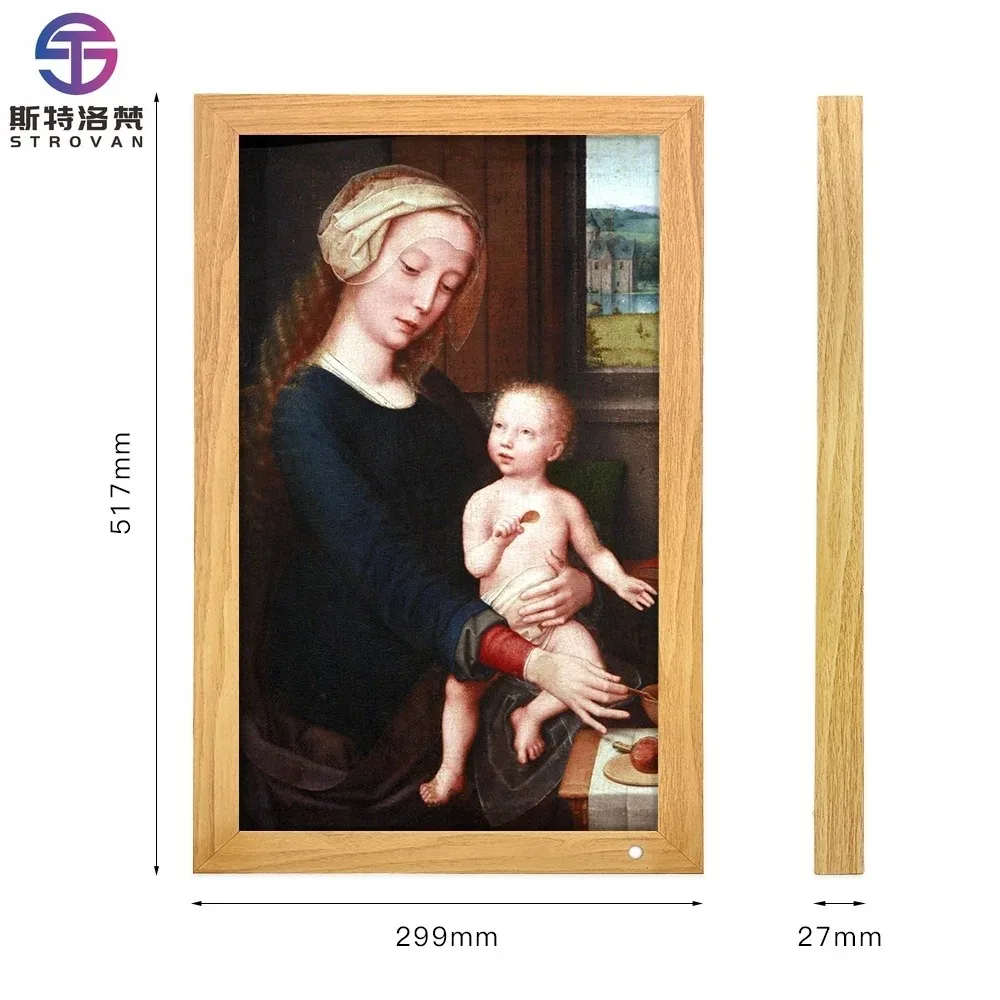 21.5'' IPS Screen Display Digital Picture Frames LCD Screen Wooden Digital Signage Wood Smart Digital Photo Frame for Art