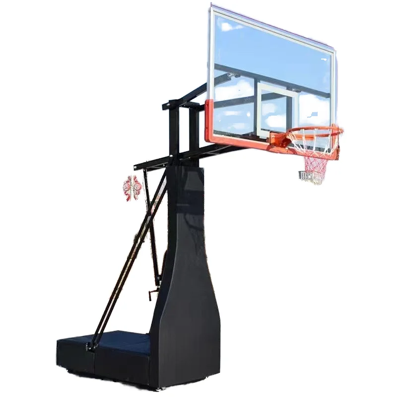 

Портативный баскетбольный комплект для молодежи с регулируемой по высоте стойкой и задней панелью из закаленного стекла, передвижная уличная баскетбольная стойка (акция)