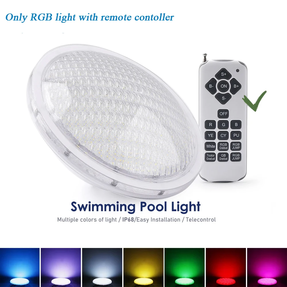 

18 Вт RGB Холодный белый Теплый белый 12 В IP68 Светодиодный светильник для бассейна Par56 Подводная лампа RGB с RC Холодный и теплый белый без радиоуправления