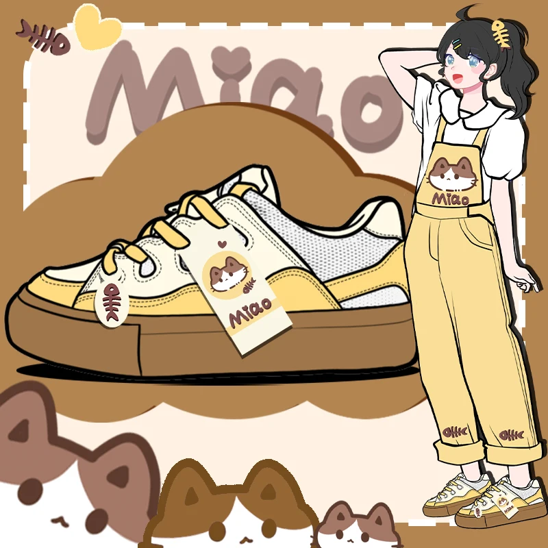

Amy And Michael Cute Anime Kitty Cartoon Shoes Lovely Girls Students Low Top Casual Sneakers Tennis Female Woman Vulcanize Shoes