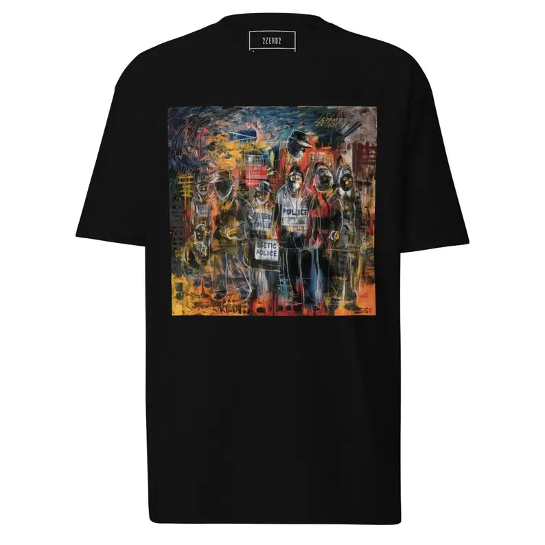 Street Symphony Men's Premium Heavyweight Tee – Urban Abstract, Heavyweight Tee, Men's Streetwear, Artistic T-Shirt