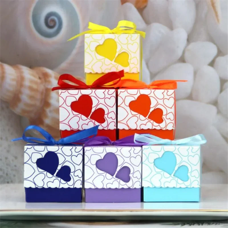 Love Heart Laser Cut Hollow Chololate Candy Boxes Wedding Party Favor Gifts Bags Wedding Birthday Party Supplies With Ribbon