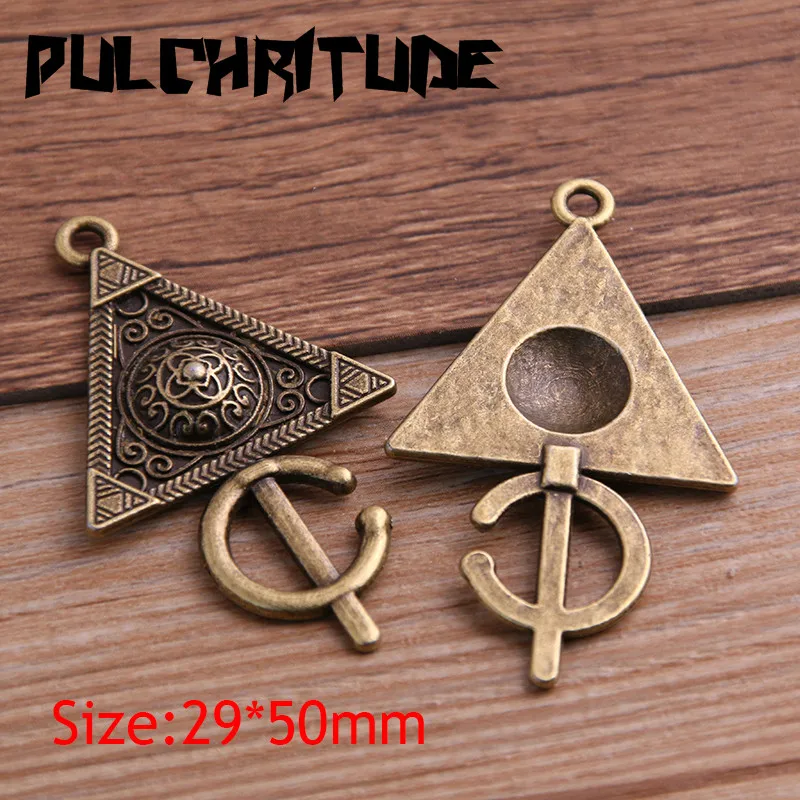 6PCS 2 Size Metal Alloy Two Color  Geometry Triangle Charms Pendants for Jewelry Making DIY Handmade Craft