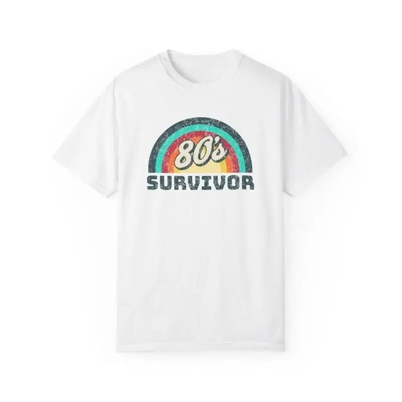 

80's Survivor Unisex Garment-Dyed T-shirt, Vintage 80's Shirt, Retro Fashion Tee, Gift For Nostalgia Lovers, Music Festival Wear