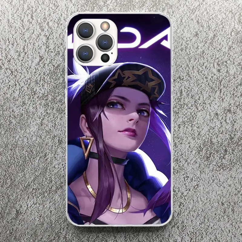 League Hero Games Akali Print Soft Case dla iPhone 16 15 14 13 12 11 Pro Max Art Phone Shell XS XR X SE 7 Plus 8 Pattern Cover f