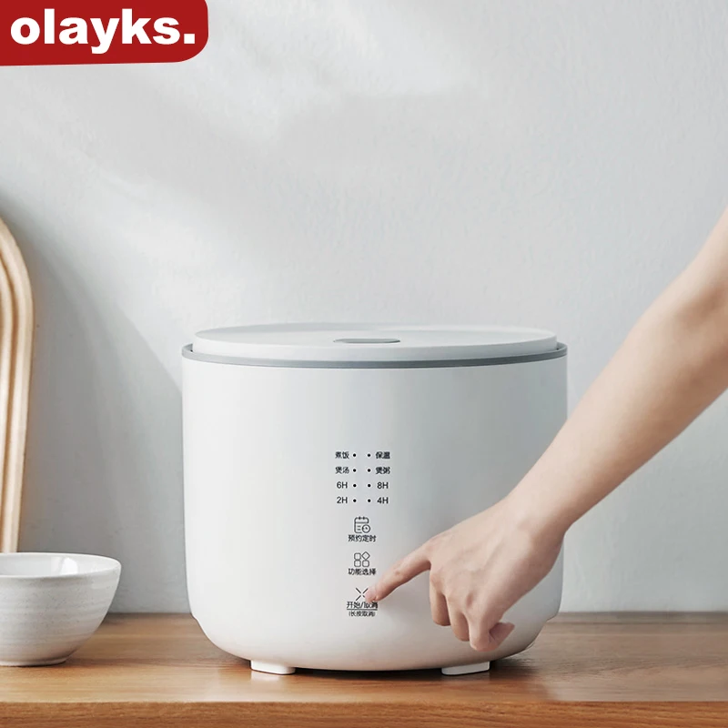 Olayks Mini Rice Cooker Japanese Simple Multifunction Electric Rice Cooking Pot 2L Capacity 8H Appointment For Home 1-3 Person