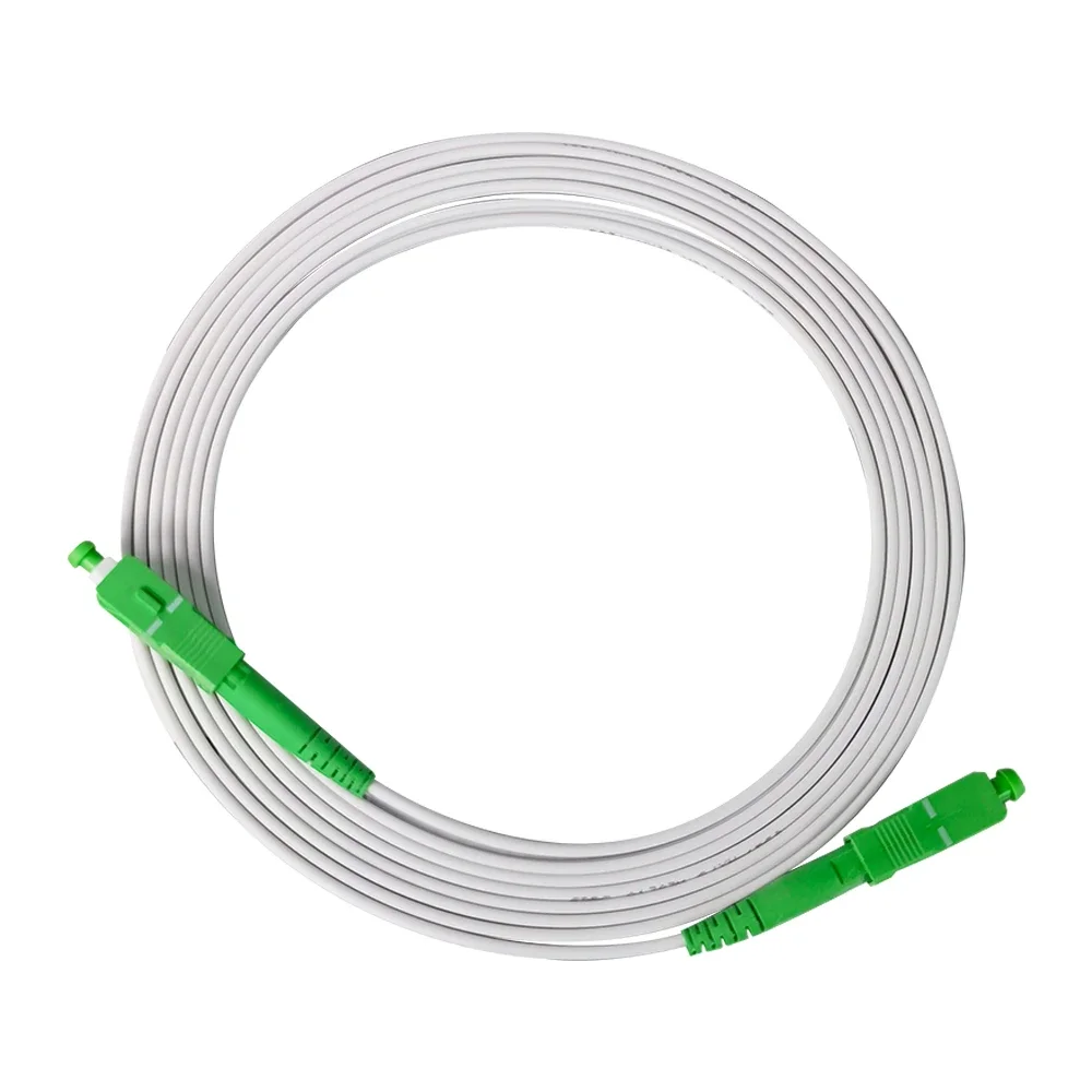 Cable de caída de fibra óptica para interiores de 1M/2M/3M, Cable óptico SC/APC-SC/APC monomodo, blanco y negro