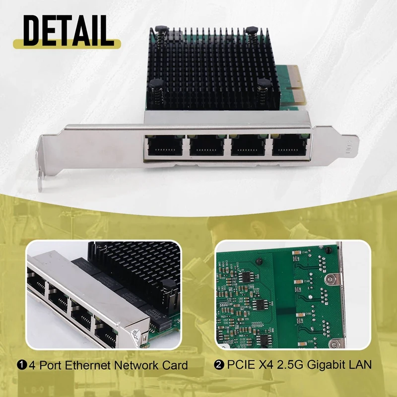 3X PCIE X4 2.5G جيجابت بطاقة الشبكة RTL8125B 4 منافذ إيثرنت بطاقة الشبكة خادم سطح المكتب بطاقة الشبكة