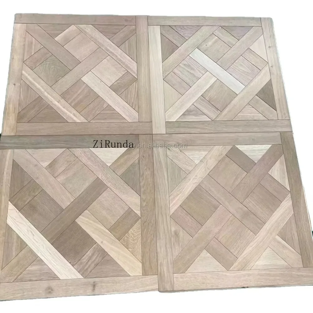 نسخة مخصصة من أرضية الباركيه من خشب البلوط الأبيض بلون الخشب الطبيعي أرضية خشبية هندسية متعددة الطبقات